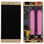 TOUCH SCREEN VETRO + LCD DISPLAY + FRAME HUAWEI P8 COLORE ORO GOLD 