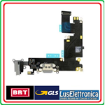 FLEX CONNETTORE DI RICARICA JACK CUFFIE NERO PER APPLE IPHONE 6 PLUS 5,5 CAVO FLAT FLEX