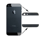 KIT COPPIA VETRO VETRINO 2 VETRINI POSTERIORE BACK COVER NERO IPHONE 5