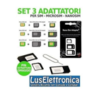 KIT 4 IN 1 ADATTATORE MICRO SIM NANO SIM GRAFFETTA PER IPHONE 4 5 SAMSUNG