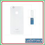 SCOCCA POSTERIORE BACK COVER PER HUAWEI P10 LITE BIANCO WHITE BIADESIVO