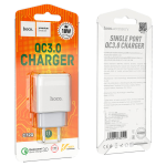 HOCO C72Q CARICABATTERIE CON ATTACCO USB FAST CHARGE 3.0 18W BIANCO SCATOLATO