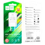 HOCO C96A CARICATORE RAPIDO 2.1A USB COLORE BIANCO SCATOLATO