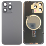 BACK COVER + TELAIO + MAGSAFE + VETRO FOTOCAMERA IPHONE 15 PRO MAX COLORE NERO