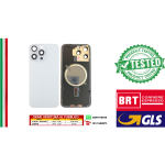 BACK COVER + TELAIO + MAGSAFE + VETRO FOTOCAMERA IPHONE 15 PRO MAX COLORE BIANCO