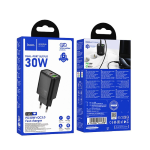 ALIMENTATORE CARICABATTERIE TYPE-C + USB-A QC3.0 PD 3A 30W | HOCO N63 NERO