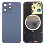 COVER POSTERIORE BACK COVER BIG HOLE + TELAIO + MAGSAFE + VETRO FOTOCAMERA IPHONE 15 PRO COLORE BLU